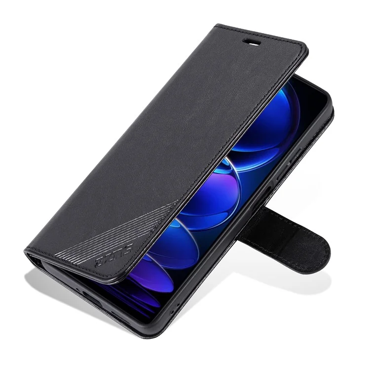 AZNS Para Xiaomi Redmi Note 12 Pro 5G / 12 Pro Speed 5G / Poco X5 Pro 5G Capa de Carteira de Couro PU com Alça - Preto