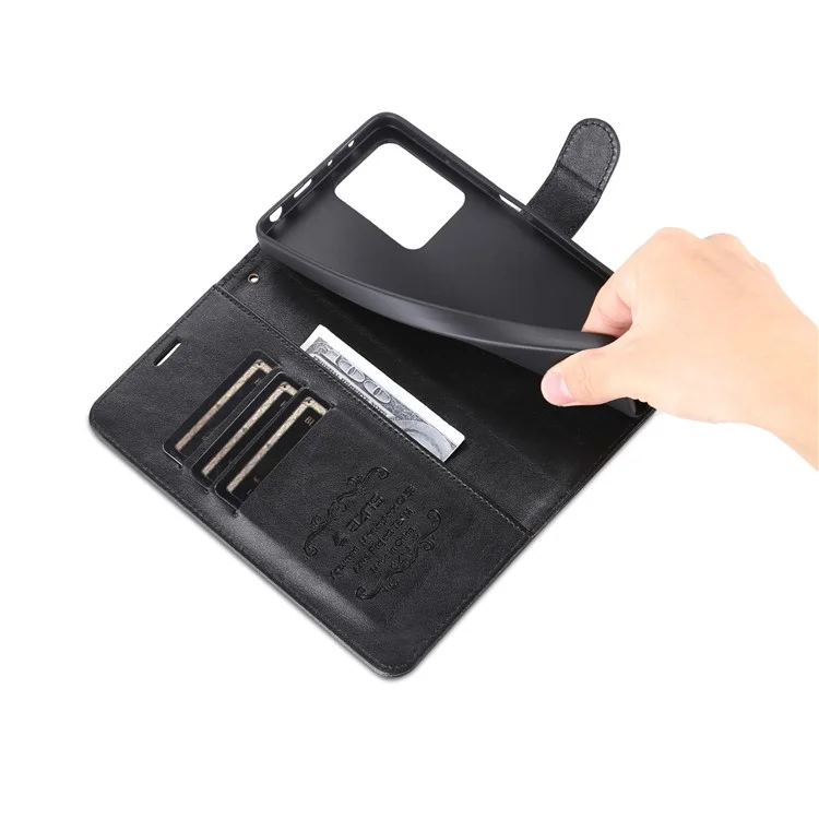 AZNS For Xiaomi Redmi Note 12 Pro+ 5G Textured PU Leather Full Protection Phone Cover Stand Wallet Folio Flip Case - Black