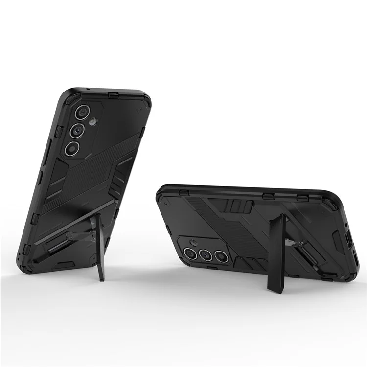 Anti-scratch Phone Cover for Samsung Galaxy A54 5G, Anti-drop Hard PC Soft TPU Hybrid Phone Case Kickstand - Black