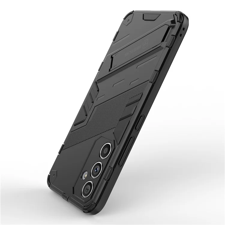 Anti-scratch Phone Cover for Samsung Galaxy A54 5G, Anti-drop Hard PC Soft TPU Hybrid Phone Case Kickstand - Black