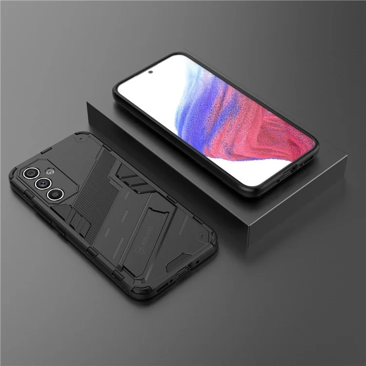 Anti-scratch Phone Cover for Samsung Galaxy A54 5G, Anti-drop Hard PC Soft TPU Hybrid Phone Case Kickstand - Black