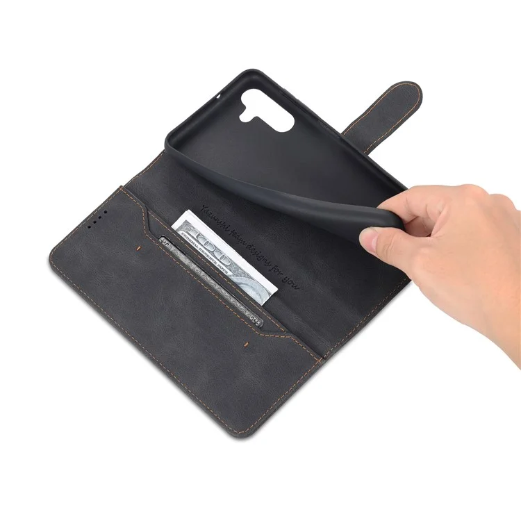 AZNS Para Samsung Galaxy A14 5G / A14 4G Funda de teléfono con billetera de cuero PU + TPU, soporte y prueba de caídas - Negro
