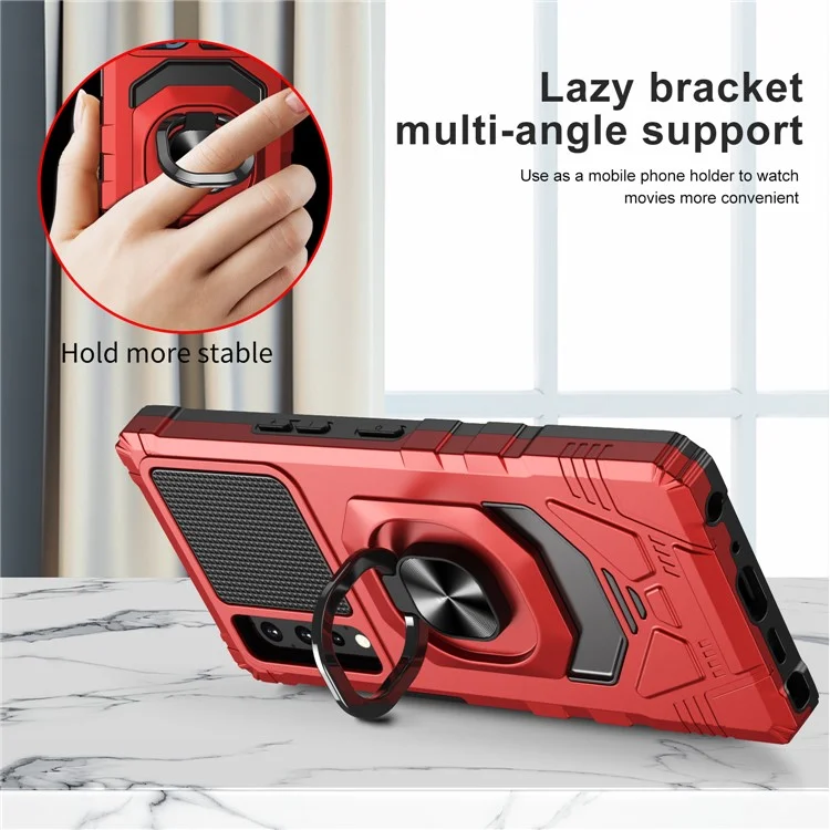 Для LG Stylo 7 5G Antratchatch Back Cover PC + TPU Кольцо Кольца Кик-стенд. - Красный