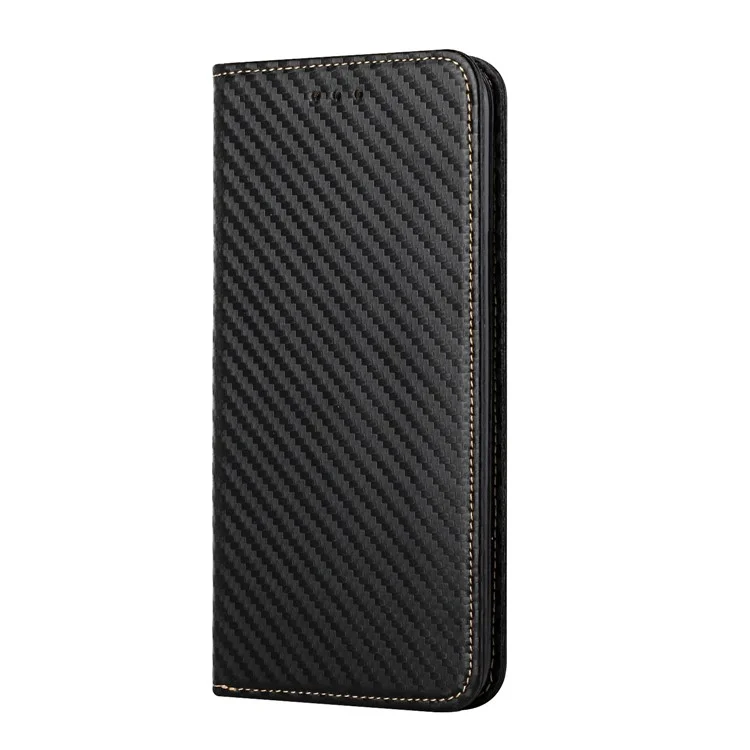 Für Samsung Galaxy A54 5G Carbon Fiber Texture PU Leder Flip Wallet Case Magnetischer Auto-Closing Drop-proof Phone Cover Stand - Schwarz