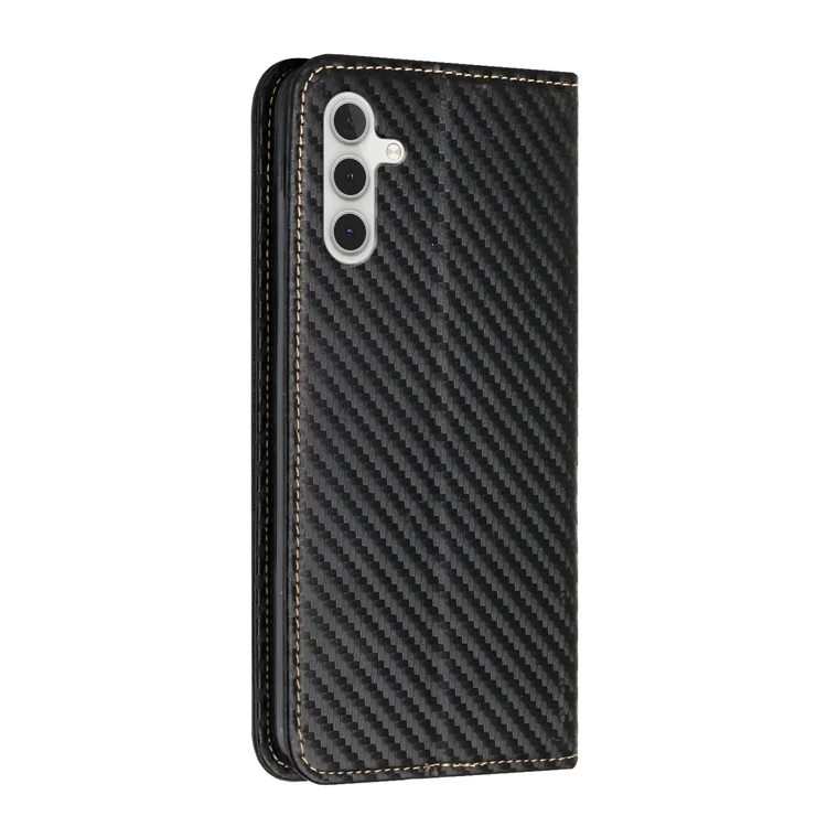 Für Samsung Galaxy A54 5G Carbon Fiber Texture PU Leder Flip Wallet Case Magnetischer Auto-Closing Drop-proof Phone Cover Stand - Schwarz