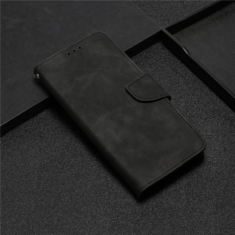Para Samsung Galaxy A34 5G Protección completa Solid Color PU Leather Magnetic Phone Case Stand Wallet Flip Phone Cover with Strap - Negro