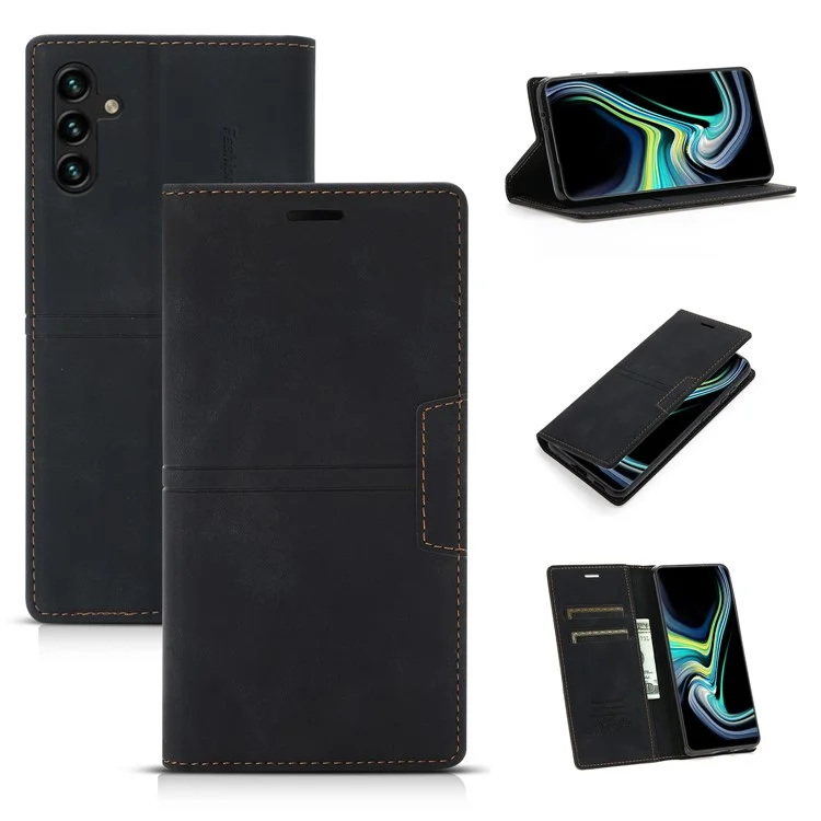 Per Samsung Galaxy A14 5G / A14 4G Anti-scratch PU Leather Phone Case Cover with Stand Wallet - Nero
