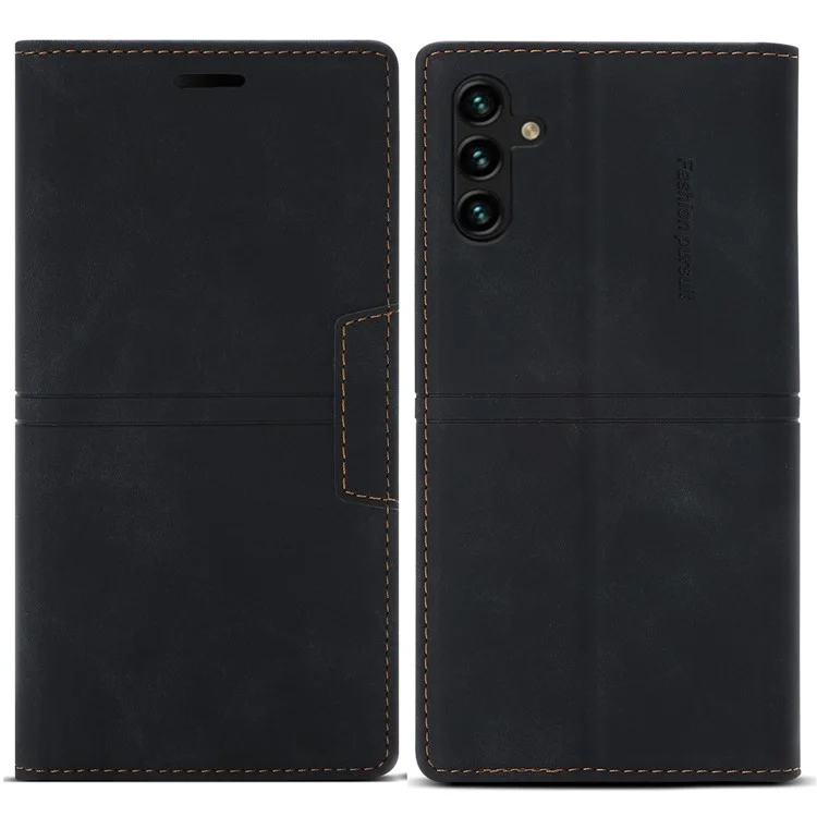 Para Samsung Galaxy A54 5G Capa de Carteira de Couro PU Com Suporte Magnético Proteção Absorvente Folio Flip Phone Cover - Preto