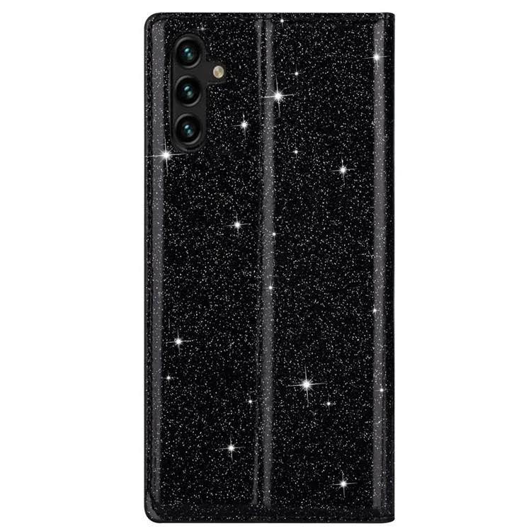 Für Samsung Galaxy A54 5G Glitter PU-Leder-Standfuß-Klappfallabdeckung Folio-Magnet-Autobeschleunigung Kartenfächer Schlanke Telefon-Cover - Schwarz