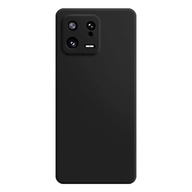 Funda de TPU con textura de goma para Xiaomi 13 5G, diseño de forro de microfibra, borde recto, cubierta protectora - Negro