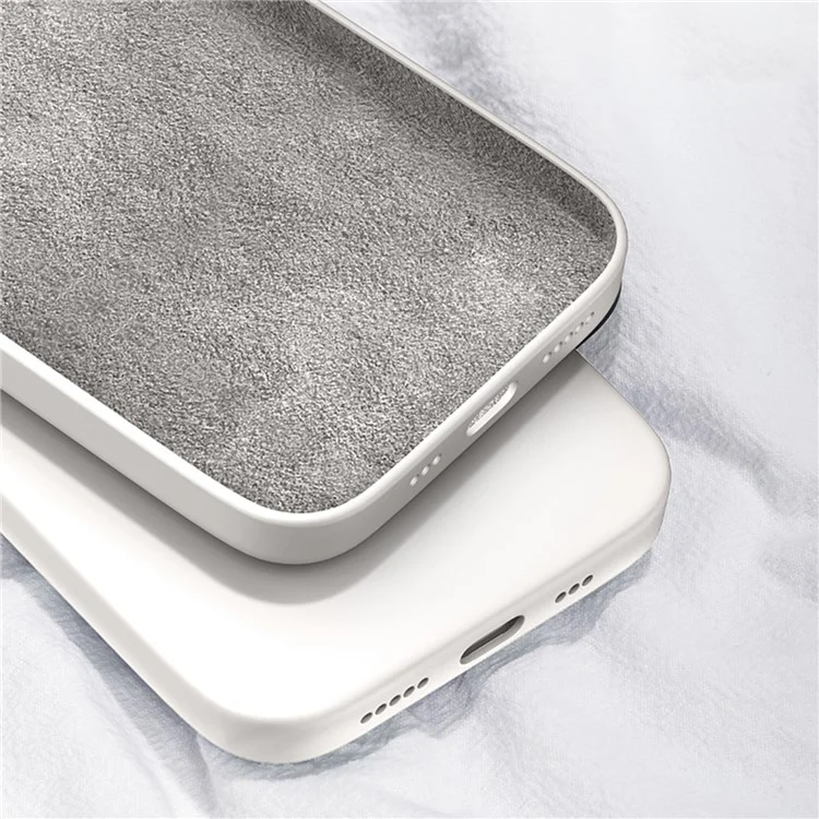 Capa de TPU da Shell de Celular Emborrachada Para Xiaomi 13 5G, Projeto de Forro de Microfibra Tampa de Proteção de Borda Reta - Bege