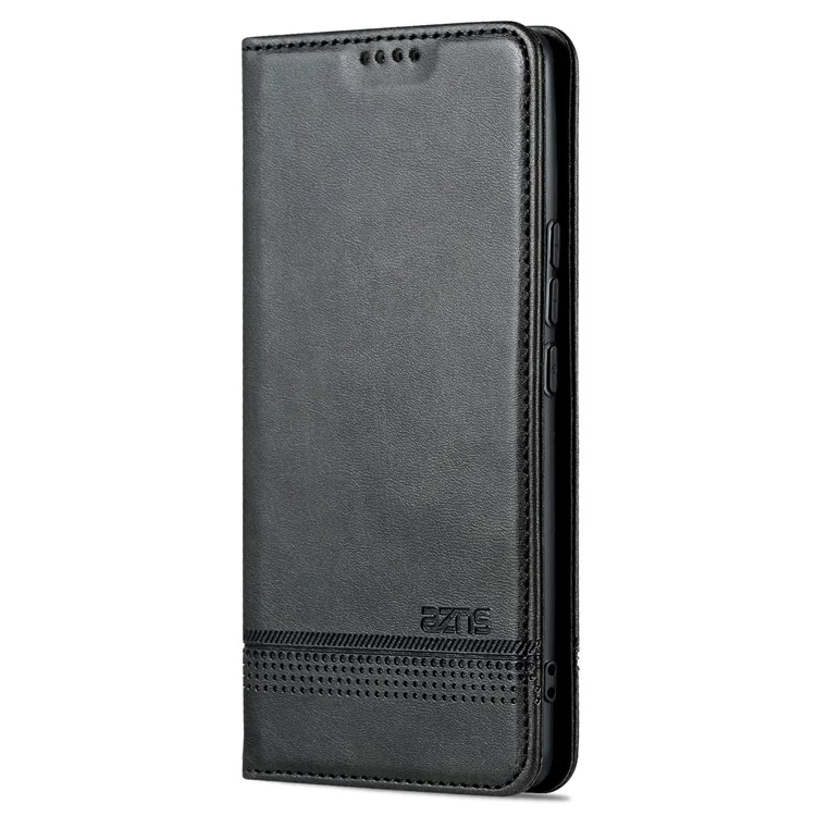 Azns Para Honor 80 Pro 5G PU PU Teleo Casa de Teléfono Del Teléfono Magnético Caquero de Vaca Textura Visualización Soporte Flip Cover - Negro