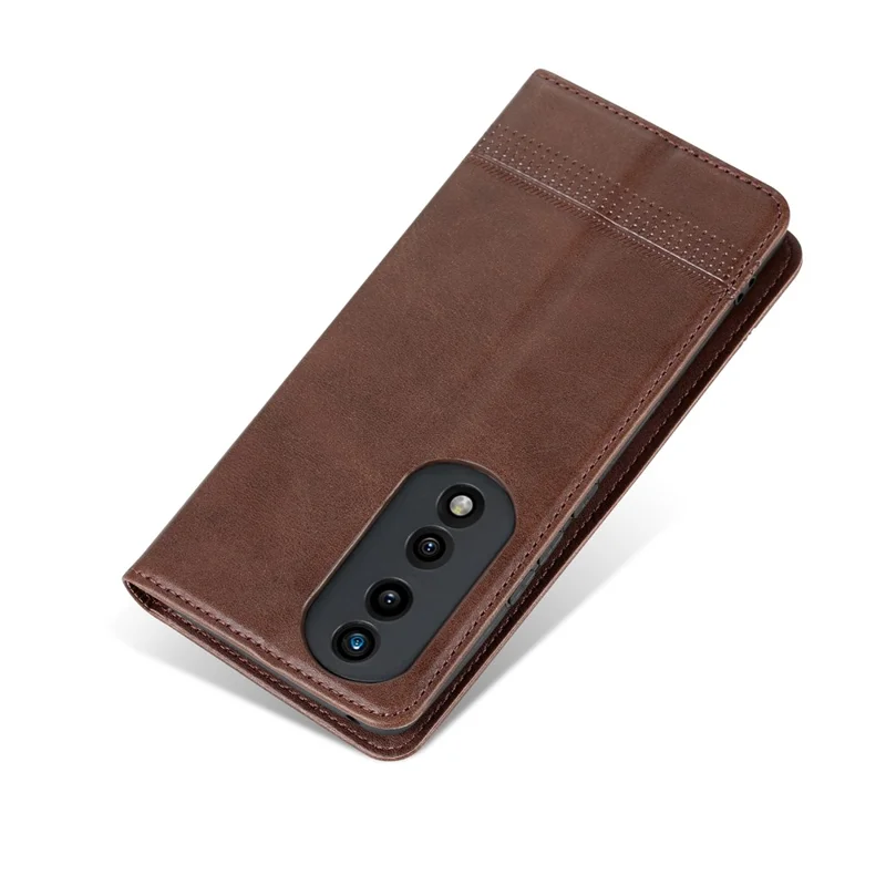 AZNS For Honor 80 Pro 5G PU Leather Wallet Phone Case Magnetic Auto Closure Cowhide Texture Viewing Stand Flip Cover - Coffee