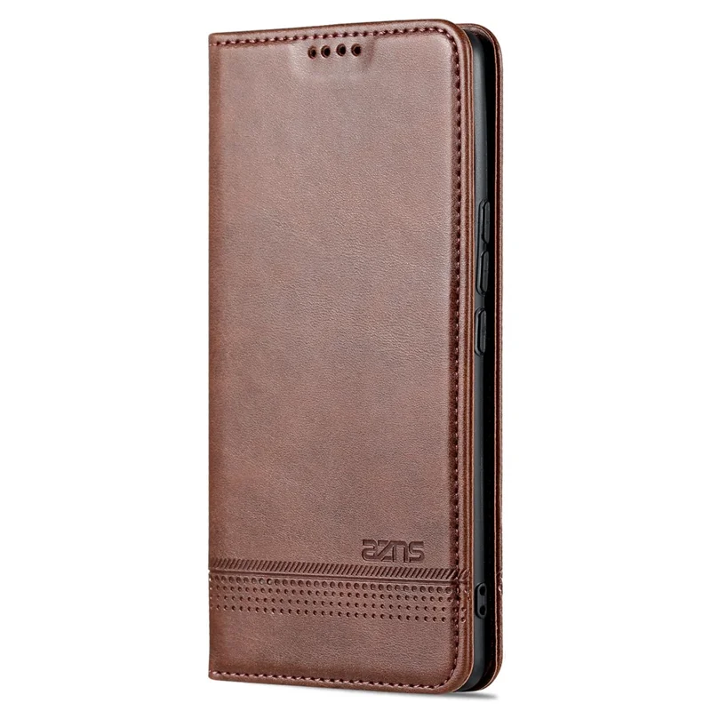 AZNS For Honor 80 Pro 5G PU Leather Wallet Phone Case Magnetic Auto Closure Cowhide Texture Viewing Stand Flip Cover - Coffee
