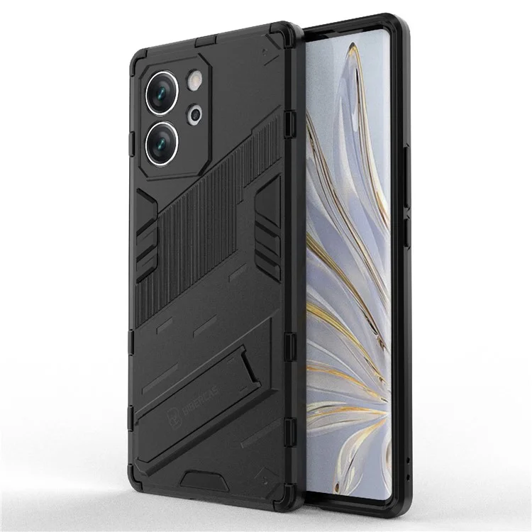 Pour Honor 80 SE 5G Soft TPU Hard PC Shock Absorbant Case Absorbant Kickstand Tocoping Phone Cover - Noir