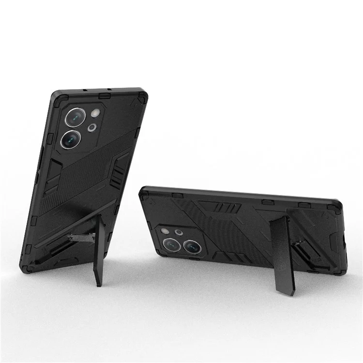 Pour Honor 80 SE 5G Soft TPU Hard PC Shock Absorbant Case Absorbant Kickstand Tocoping Phone Cover - Noir