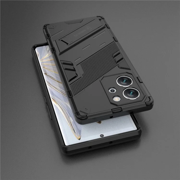 Pour Honor 80 SE 5G Soft TPU Hard PC Shock Absorbant Case Absorbant Kickstand Tocoping Phone Cover - Noir