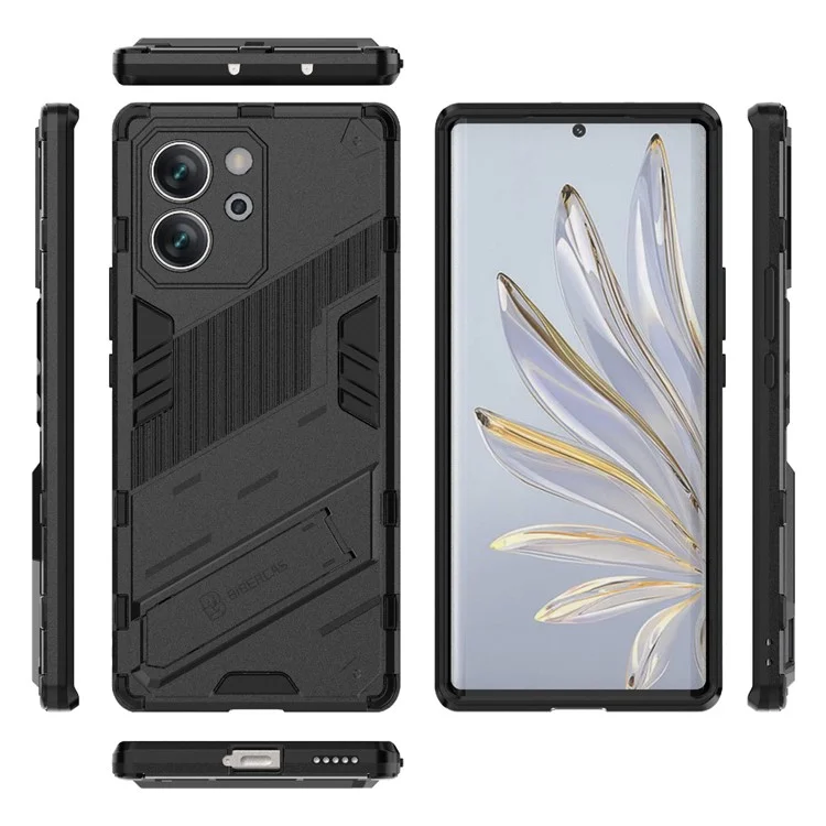 Pour Honor 80 SE 5G Soft TPU Hard PC Shock Absorbant Case Absorbant Kickstand Tocoping Phone Cover - Noir