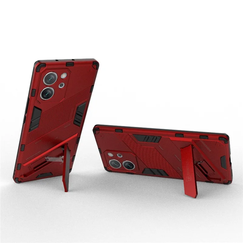 For Honor 80 SE 5G Soft TPU Hard PC Shock Absorbent Case Kickstand Shockproof Protective Phone Cover - Red