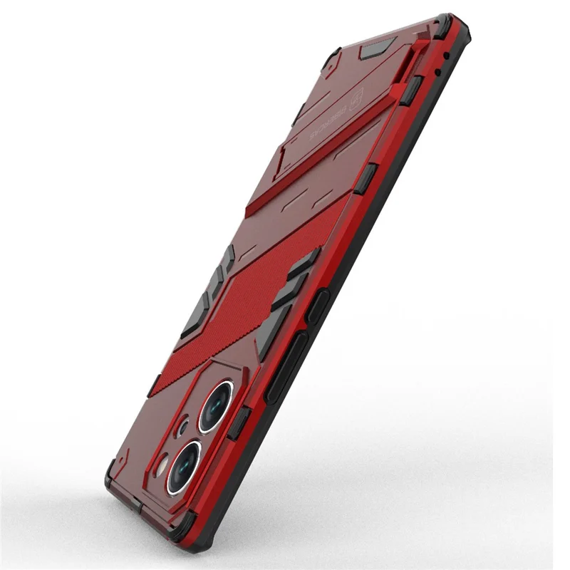 For Honor 80 SE 5G Soft TPU Hard PC Shock Absorbent Case Kickstand Shockproof Protective Phone Cover - Red