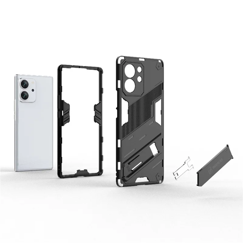 For Honor 80 SE 5G Soft TPU Hard PC Shock Absorbent Case Kickstand Shockproof Protective Phone Cover - Red