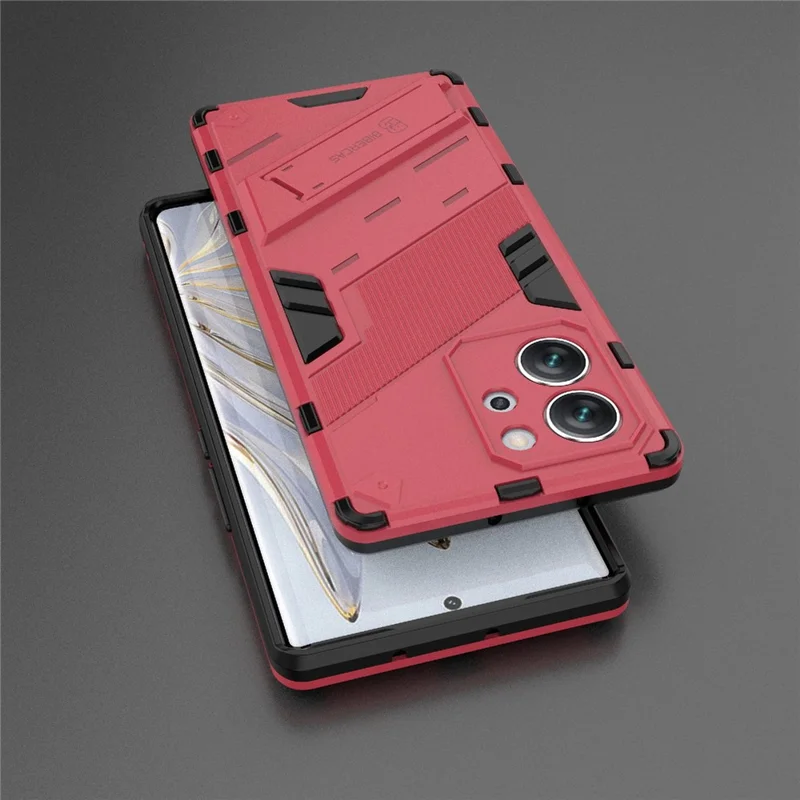 For Honor 80 SE 5G Soft TPU Hard PC Shock Absorbent Case Kickstand Shockproof Protective Phone Cover - Rose