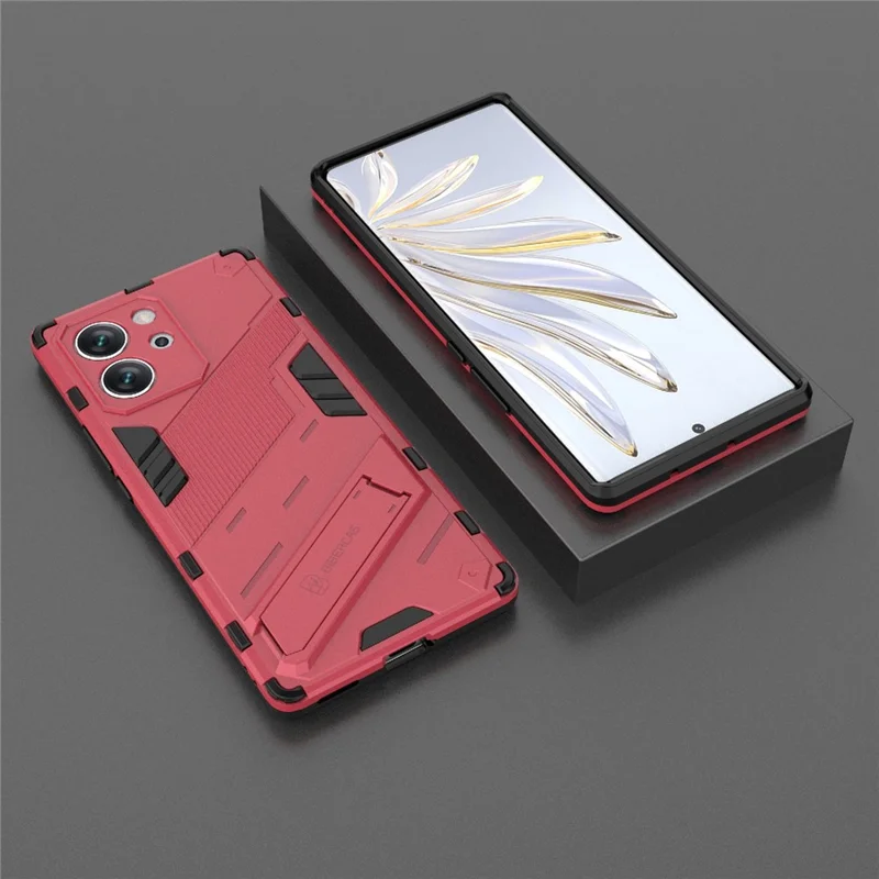 For Honor 80 SE 5G Soft TPU Hard PC Shock Absorbent Case Kickstand Shockproof Protective Phone Cover - Rose