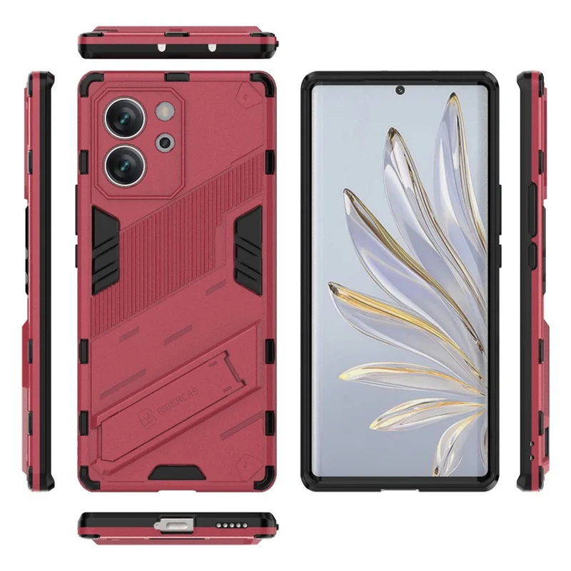 For Honor 80 SE 5G Soft TPU Hard PC Shock Absorbent Case Kickstand Shockproof Protective Phone Cover - Rose
