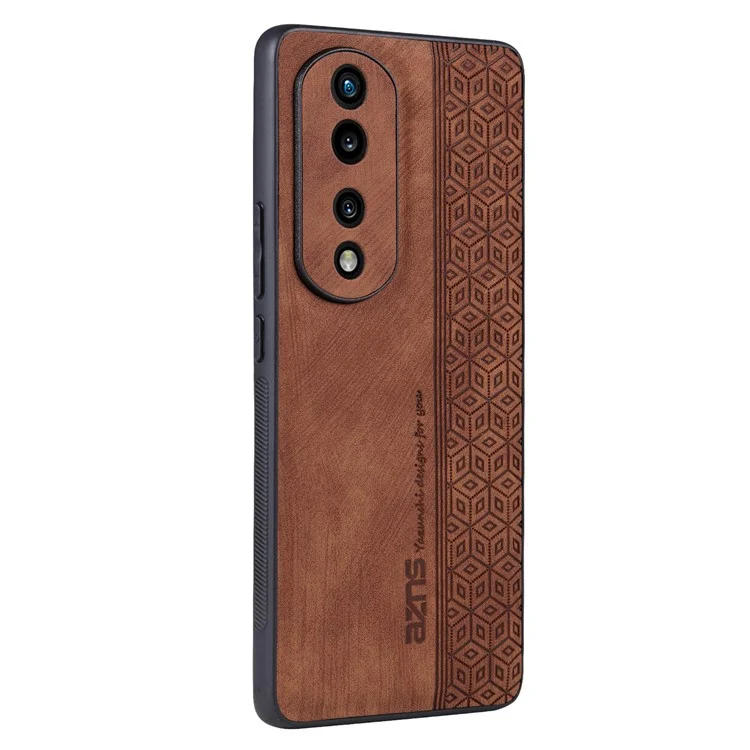AZNS Para Honor 80 Pro 5G PU Cuero Recubierto TPU TPU Scratch Cover Resistente Patrón Impreso a Prueba de Choque - Marrón