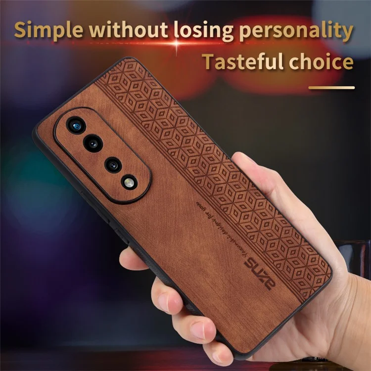 AZNS Para Honor 80 Pro 5G PU Cuero Recubierto TPU TPU Scratch Cover Resistente Patrón Impreso a Prueba de Choque - Marrón