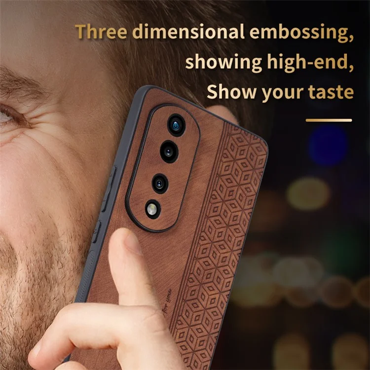 AZNS Para Honor 80 Pro 5G PU Cuero Recubierto TPU TPU Scratch Cover Resistente Patrón Impreso a Prueba de Choque - Marrón