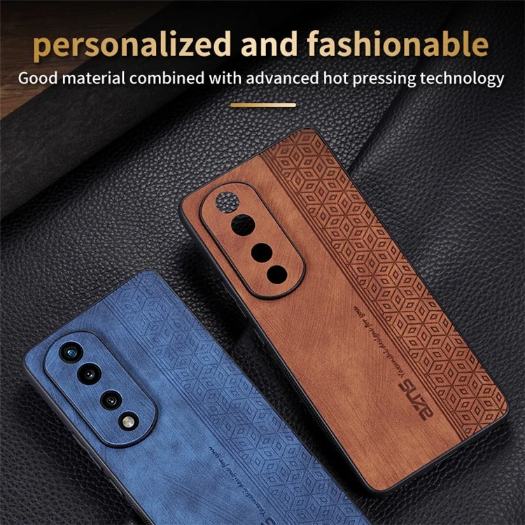 AZNS Para Honor 80 Pro 5G PU Cuero Recubierto TPU TPU Scratch Cover Resistente Patrón Impreso a Prueba de Choque - Marrón