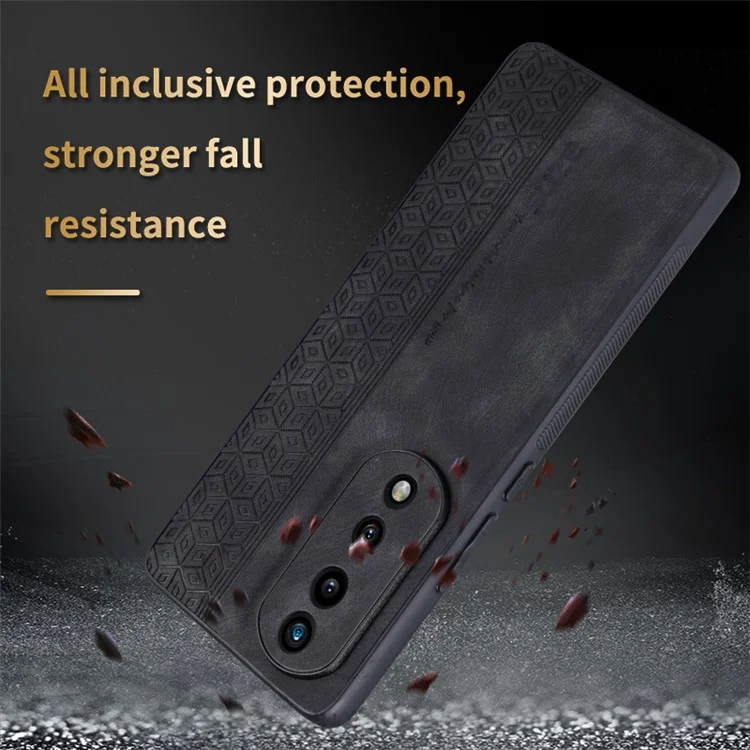 AZNS Para Honor 80 Pro 5G PU Cuero Recubierto TPU TPU Scratch Cover Resistente Patrón Impreso a Prueba de Choque - Marrón