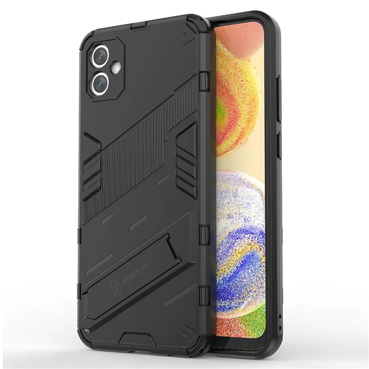 Pour Samsung Galaxy A04e 4G / F04 4G / M04 4G Coque de protection antichoc avec support Coque souple en TPU Coque dure en PC Anti-chute Coque de protection téléphonique - Noir