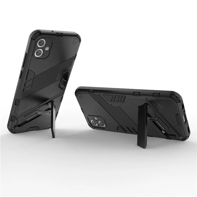 Pour Samsung Galaxy A04e 4G / F04 4G / M04 4G Coque de protection antichoc avec support Coque souple en TPU Coque dure en PC Anti-chute Coque de protection téléphonique - Noir