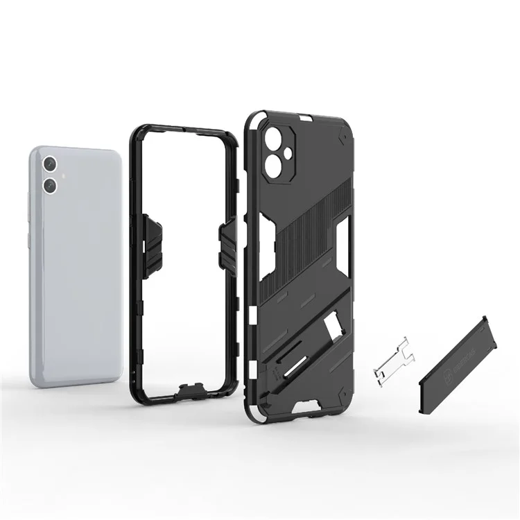 Pour Samsung Galaxy A04e 4G / F04 4G / M04 4G Coque de protection antichoc avec support Coque souple en TPU Coque dure en PC Anti-chute Coque de protection téléphonique - Noir