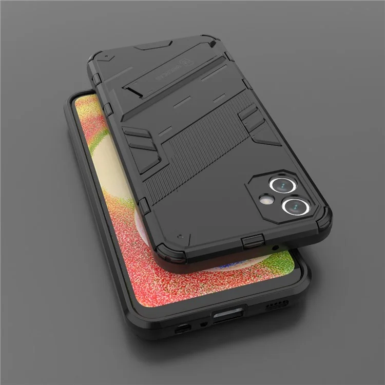 Pour Samsung Galaxy A04e 4G / F04 4G / M04 4G Coque de protection antichoc avec support Coque souple en TPU Coque dure en PC Anti-chute Coque de protection téléphonique - Noir