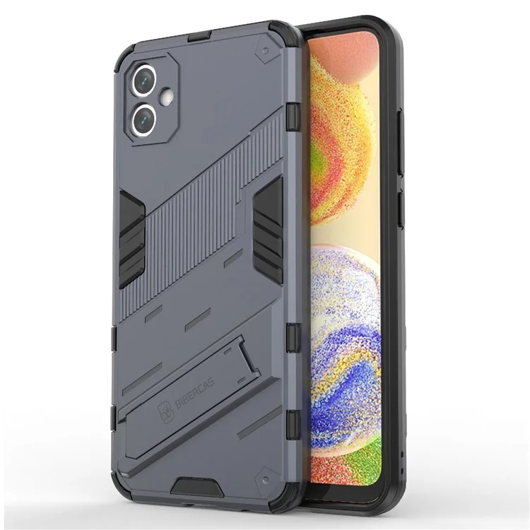 Capa para Samsung Galaxy A04e 4G / F04 4G / M04 4G com Suporte de Kickstand à Prova de Choque, TPU Macio e PC Rígido, Anti-Queda, Capa Protetora para Celular - Cinza