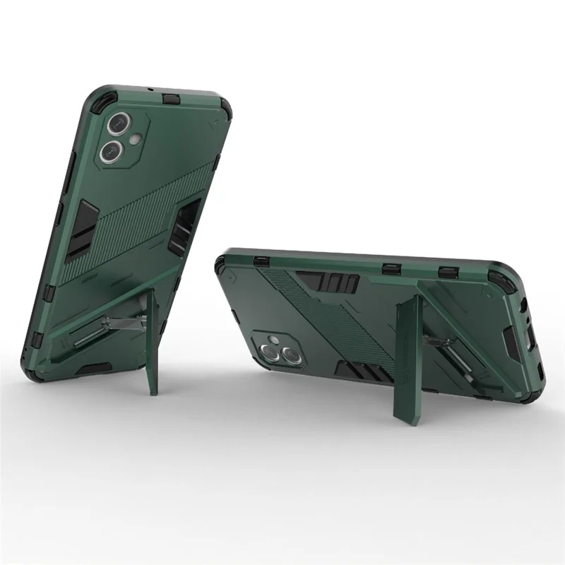 For Samsung Galaxy A04e 4G / F04 4G / M04 4G Shockproof Kickstand Case Soft TPU Hard PC Anti-fall Protective Phone Cover - Green