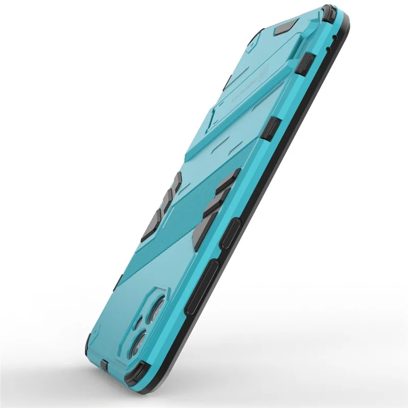 For Samsung Galaxy A04e 4G / F04 4G / M04 4G Shockproof Kickstand Case Soft TPU Hard PC Anti-fall Protective Phone Cover - Baby Blue