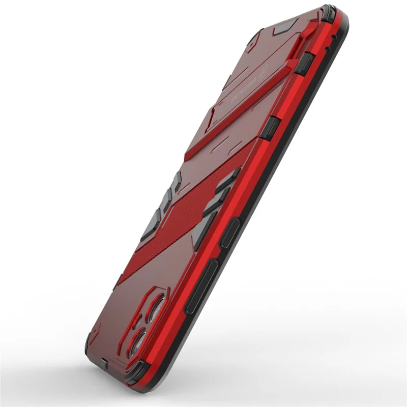 For Samsung Galaxy A04e 4G / F04 4G / M04 4G Shockproof Kickstand Case Soft TPU Hard PC Anti-fall Protective Phone Cover - Red