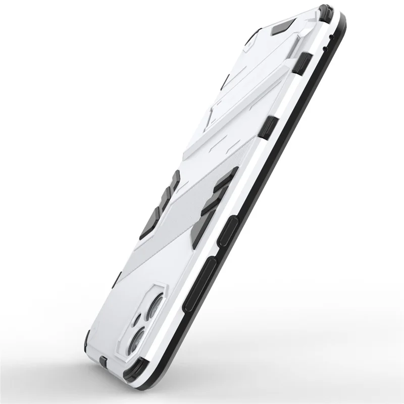 For Samsung Galaxy A04e 4G / F04 4G / M04 4G Shockproof Kickstand Case Soft TPU Hard PC Anti-fall Protective Phone Cover - White