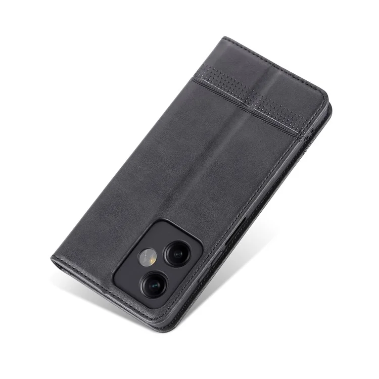 AZNS Pour Xiaomi Redmi Note 12 5G (inde) / Poco X5 5G Anti-doigre-toile de Vache Texture Texture de Téléphone Amortisseur Support de Téléphone PU en Cuir Magnétique Magnétique Auto-absorbé le Portefeuille Flip Flip - Noir