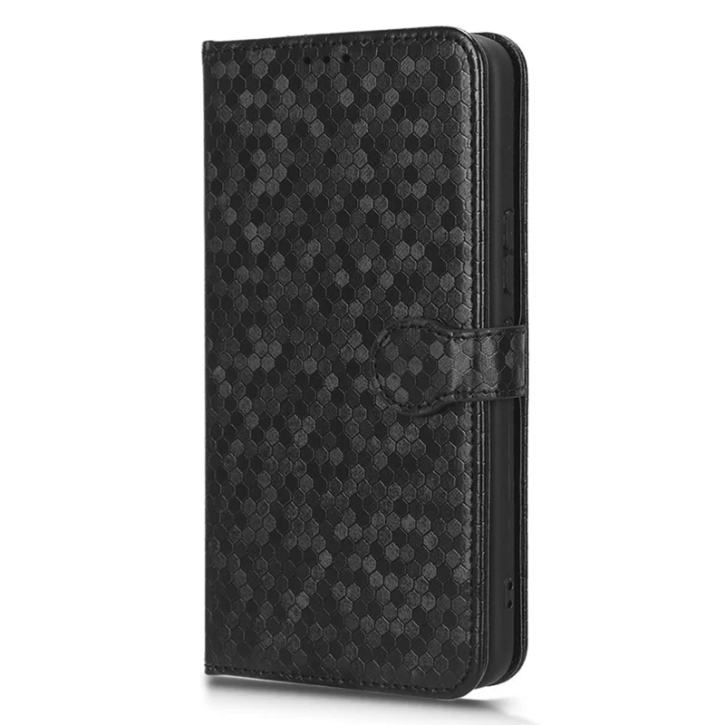 Para Nokia C31 4G Patrón de Punto Impreso Imprimido PU Cuero Flip Cover Willet Stand Function Teléfono Protector Con Correa - Negro