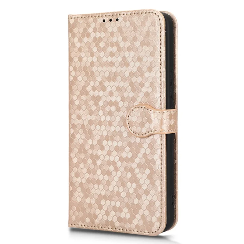 For Nokia C31 4G Dot Pattern Imprinted PU Leather Flip Cover Wallet Stand Feature Protective Phone Case with Strap - Rose Gold
