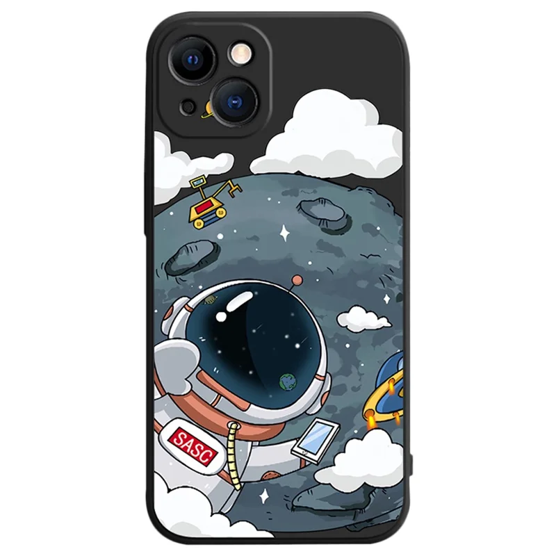 Astronaut Pattern Printing Phone Case for iPhone 14 Drop-proof TPU Smartphone Cover Protector - Black