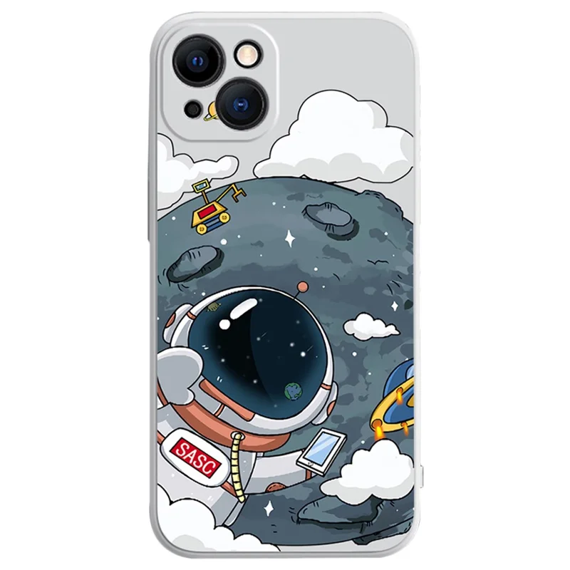 Drop-proof Phone Case for iPhone 14 Plus Astronaut Pattern Printing TPU Cover Shockproof Phone Protector - White