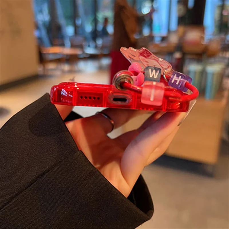 For iPhone 13 6.1 inch Drop-proof Red Calendar TPU Phone Case Mobile Phone Cover with Flip Mirror and Chain