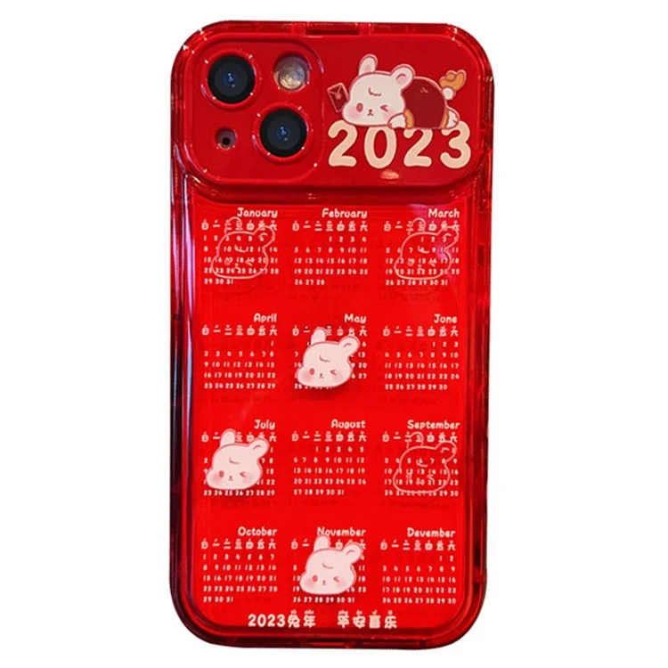 Für Das Iphone 14 Plus Red Calendar TPU Phone Case Schockiertes Mobiltelefon Zurück Mit Flip Mirror