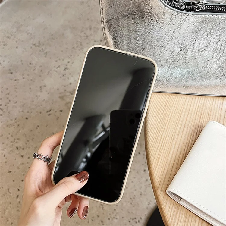 For iPhone 12 Pro 6.1 inch Bump Proof Rhombus Texture PU Leather Coated PC Hard Case Back Cover with Faux Pearl Wristband